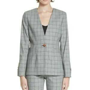 TED BAKER LONDON Women's Size 5 US 12 Rista Plaid Blazer Jacket Gray Career Work
